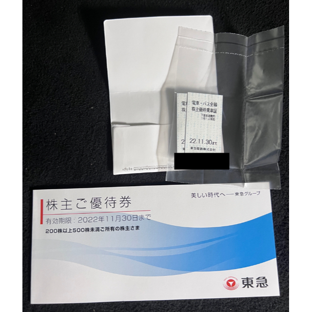 最新 東急電鉄 200株以上500株未満優待冊子(1冊) + きっぷ2枚 チケットの優待券/割引券(その他)の商品写真