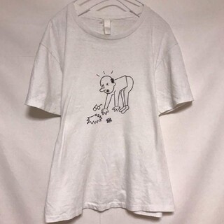 ヤエカ(YAECA)のYAECA STOCK ヤエカ ストック Tシャツ おじさん メガネ ホワイト(Tシャツ(半袖/袖なし))