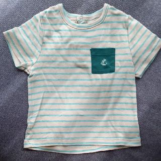 プチバトー(PETIT BATEAU)のプチバトー　半袖シャツ　　80サイズボーダー柄半袖Tシャツ(Ｔシャツ)