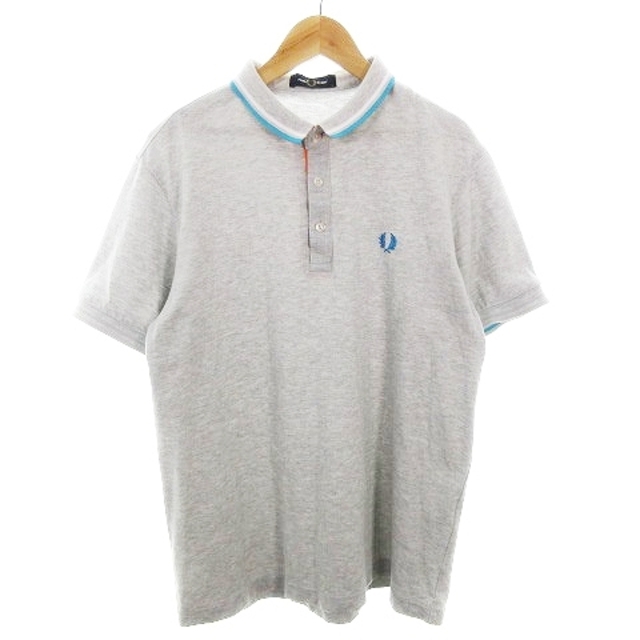 FRED PERRY(フレッドペリー)のフレッドペリー ポロシャツ カットソー 半袖 鹿の子 ロゴ ライン L グレー メンズのトップス(ポロシャツ)の商品写真