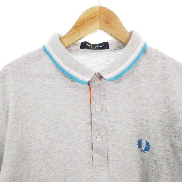 FRED PERRY(フレッドペリー)のフレッドペリー ポロシャツ カットソー 半袖 鹿の子 ロゴ ライン L グレー メンズのトップス(ポロシャツ)の商品写真