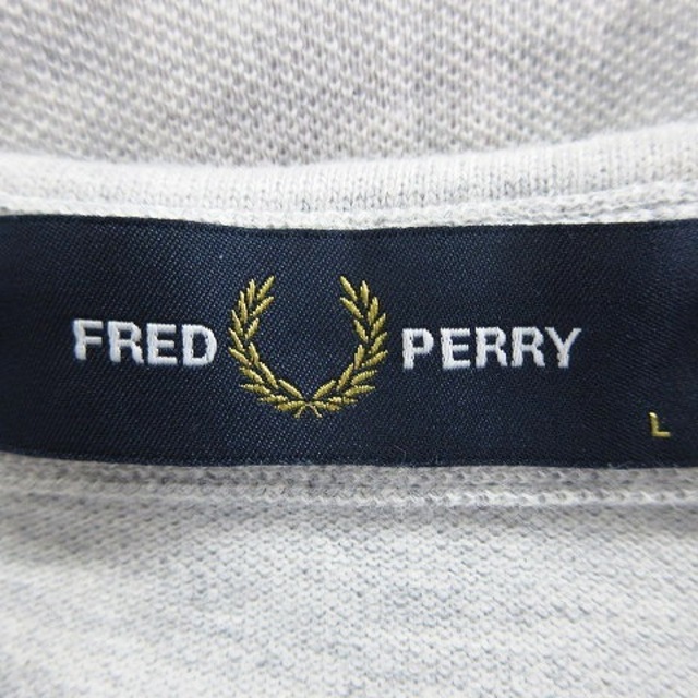 FRED PERRY(フレッドペリー)のフレッドペリー ポロシャツ カットソー 半袖 鹿の子 ロゴ ライン L グレー メンズのトップス(ポロシャツ)の商品写真