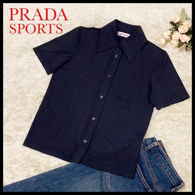 美品 PRADA フリル ブラウス ネイビー プラダ | www