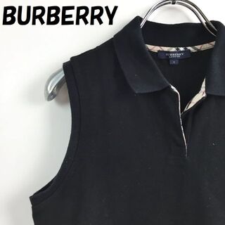 バーバリー(BURBERRY)の【人気】バーバリー ノースリーブ ポロシャツ ブラック サイズ1 レディース(シャツ/ブラウス(半袖/袖なし))