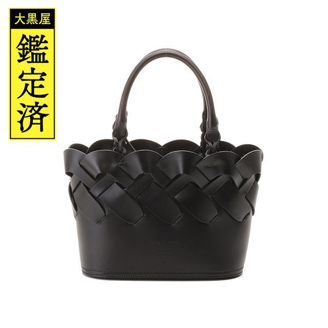 PRADA - プラダ ヴィッテロイントレチャート トートバッグ ブラック カーフ【472】