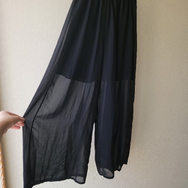 シースルーフレアパンツ 黒 レディースのパンツ(その他)の商品写真