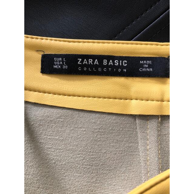 ZARA(ザラ)のZARA レザースカート　イエロー　膝上　Ｌ レディースのスカート(ミニスカート)の商品写真