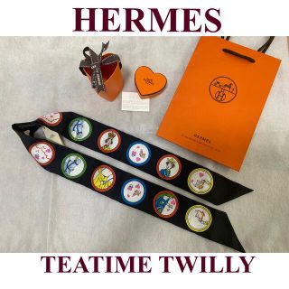 エルメス(Hermes)の【新品・ショッパー 箱付き】HERMES ティータイム ツイリー ＊ 黒(バンダナ/スカーフ)