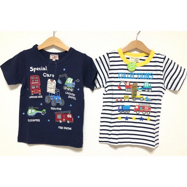 motherways(マザウェイズ)の新品☆マザウェイズ☆綿100 半袖Tシャツ☆110 2点  ミキハウス 車 電車 キッズ/ベビー/マタニティのキッズ服男の子用(90cm~)(Tシャツ/カットソー)の商品写真