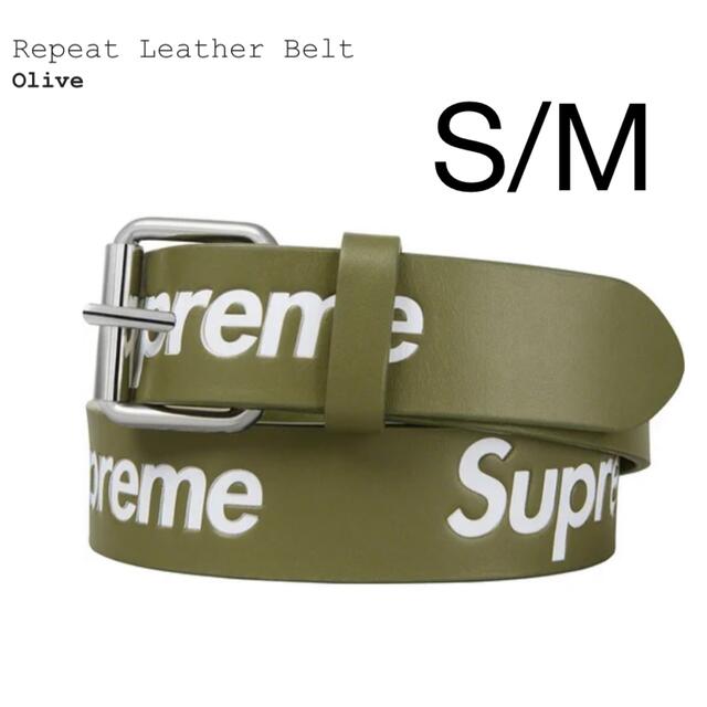 Supreme Repeat Leather Belt olive 22ss