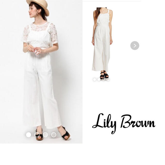 Lily Brown(リリーブラウン)の白デニムオールインワン レディースのパンツ(オールインワン)の商品写真