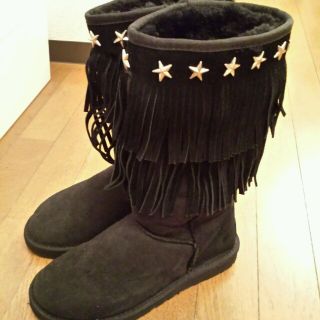 【アグー UGG】カットワーク×フリンジ ブーツ