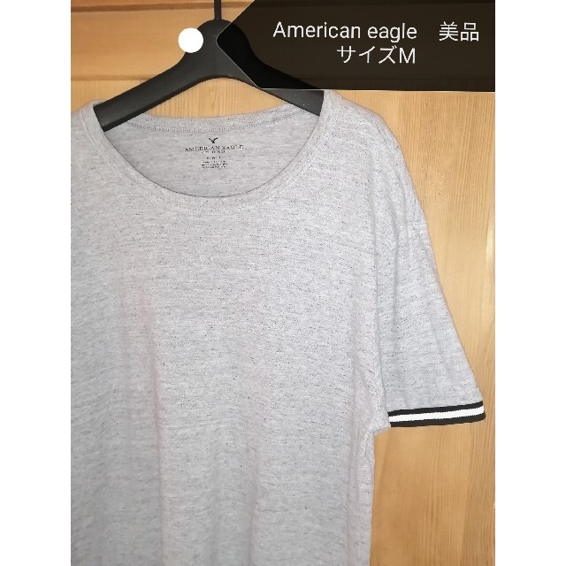 American Eagle(アメリカンイーグル)の美品　サイズM American eagle リブ袖Tシャツ メンズのトップス(Tシャツ/カットソー(半袖/袖なし))の商品写真