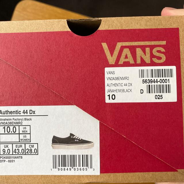 新品　VANS USモデル　オーセンティック　スニーカー　ブラック　US10 5