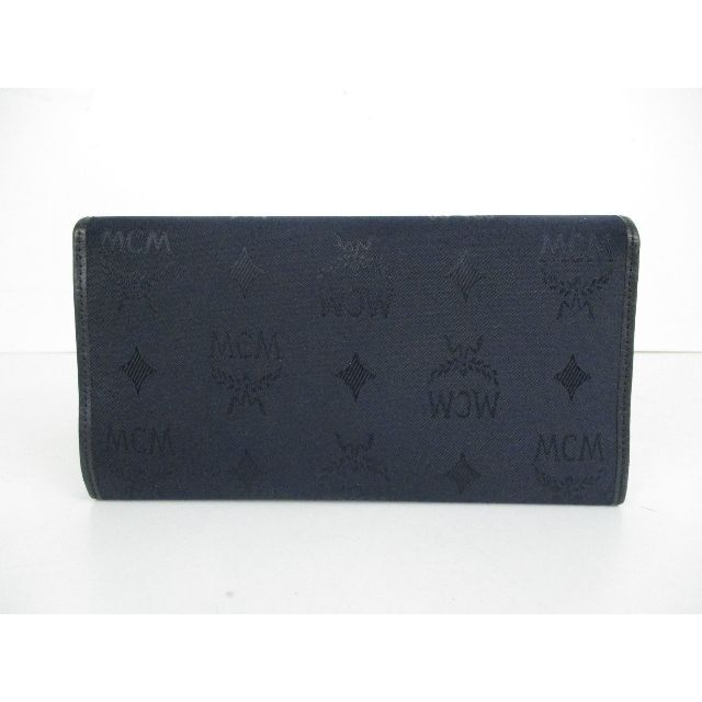 MCM(エムシーエム)のMCM 美品 ロゴグラム キャンバス×レザー 三つ折り 長財布 ネイビー レディースのファッション小物(財布)の商品写真