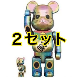 ベアブリック(BE@RBRICK)のBE@RBRICK 招き猫 黒透明メッキ 100％ & 400％　2セット (その他)