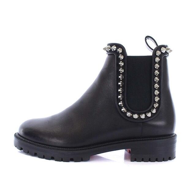 ブランド品専門の Christian Louboutin 黒 38.5 レザー スパイク