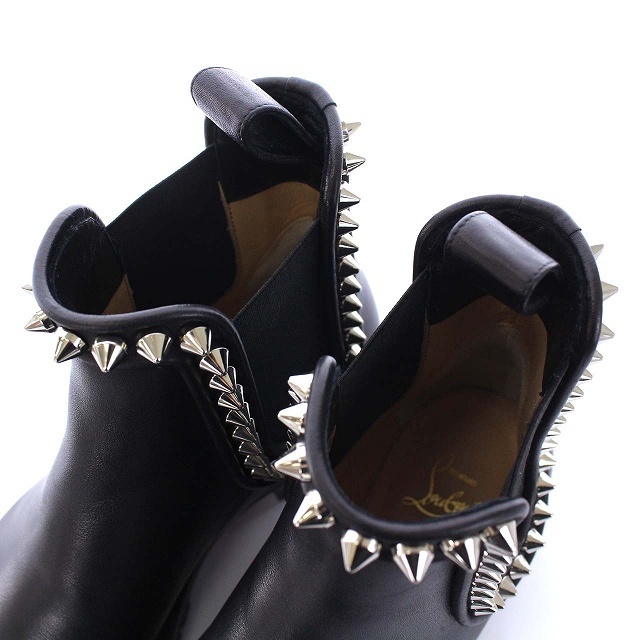 Christian Louboutin(クリスチャンルブタン)のクリスチャンルブタン サイドゴア ショートブーツ スパイク レザー 38.5 黒 レディースの靴/シューズ(ブーツ)の商品写真