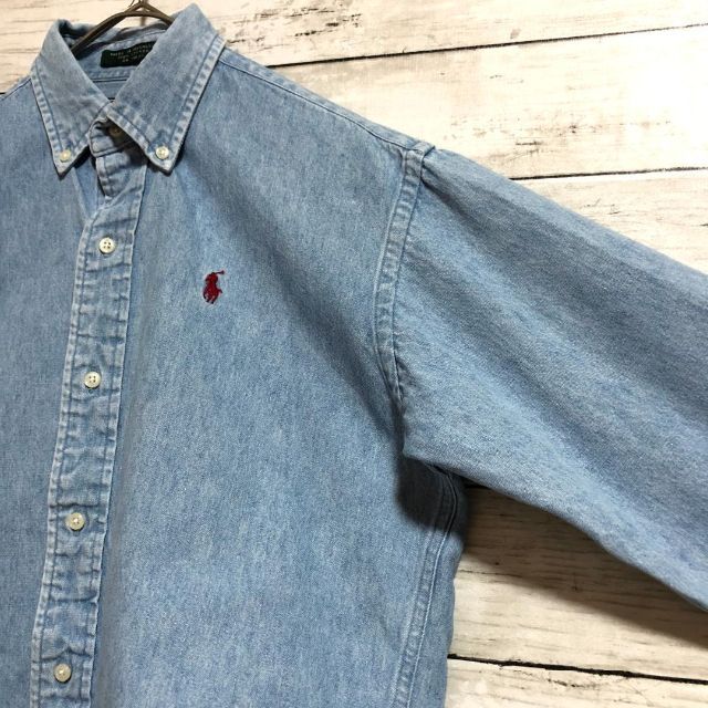 POLO RALPH LAUREN(ポロラルフローレン)のk3 US古着 ポロラルフローレン BD長袖シャツ デニムシャツ ボーイズ キッズ/ベビー/マタニティのキッズ服男の子用(90cm~)(ブラウス)の商品写真