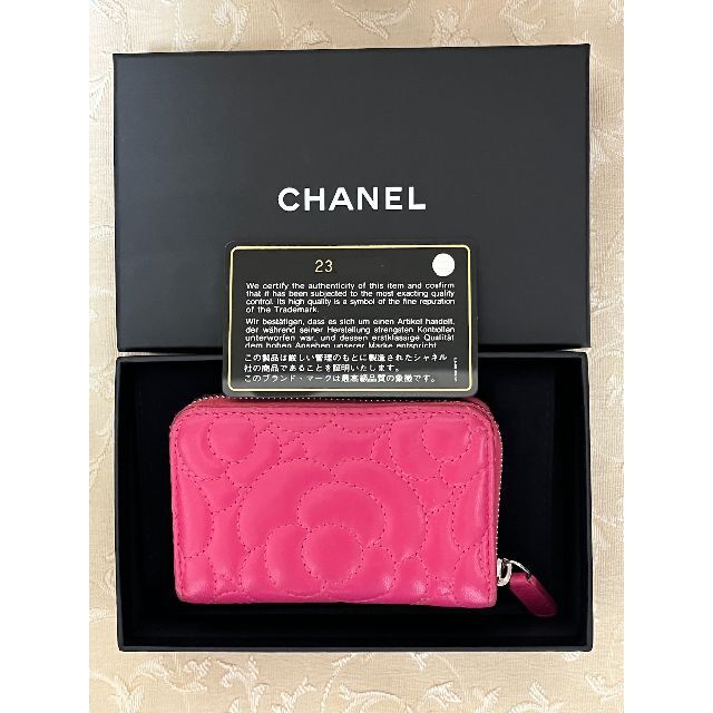 CHANEL(シャネル)のCHANEL シャネル 財布 ラムスキン カメリア コインケース ピンク レディースのファッション小物(財布)の商品写真