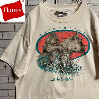 ヘインズ(Hanes)の90s 古着 ヘインズ USA製 XL シングルステッチ ビッグプリント(Tシャツ/カットソー(半袖/袖なし))