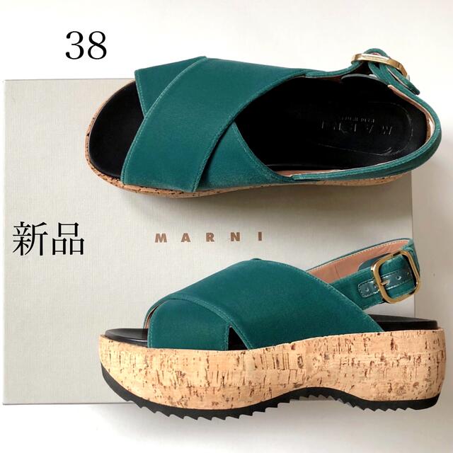 Marni(マルニ)の新品/38 MARNI マルニ コルクソール グリーン プラットホーム サンダル レディースの靴/シューズ(サンダル)の商品写真