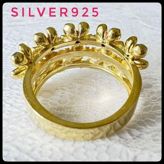 フラワーリング  ゴールド カレッジリング 指輪 レディース 花 レディースのアクセサリー(リング(指輪))の商品写真