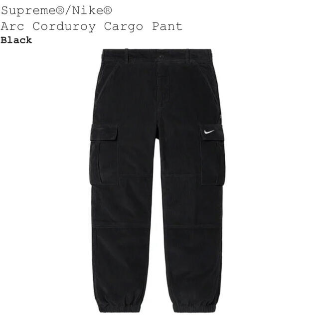 黒 Supreme Nike Arc Corduroy Cargo Pant