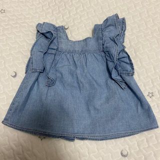 ザラキッズ(ZARA KIDS)の【美品】ZARA Baby フリルブラウス 12-18m(シャツ/カットソー)