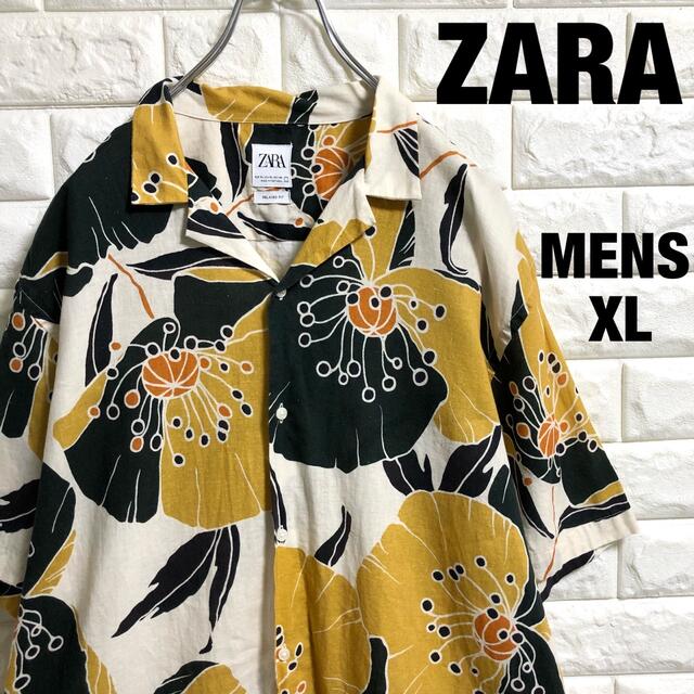 ZARA ザラ　アロハシャツ　完売品　麻　コットン　デザイナーズ　XLサイズ