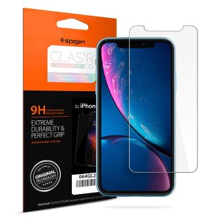 シュピゲン(Spigen)の【Spigen】 iPhone XR ガラスフィルム 【日本製旭硝子採用】(保護フィルム)