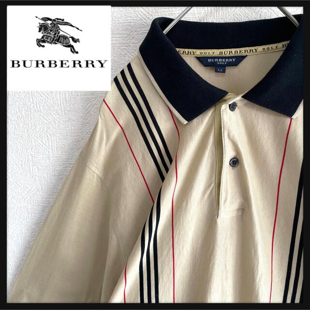 BURBERRY(バーバリー)の超希少♪バーバリー ゴルフ 長袖ポロシャツ ストライプ☆大きいサイズ メンズのトップス(ポロシャツ)の商品写真