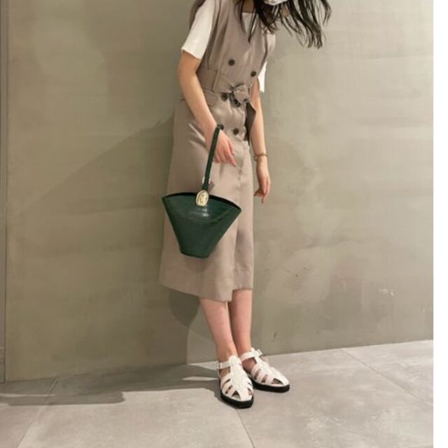 ベルトつきstitchワンピース ピンクベージュ 1 ベルトつきstitchワンピース ピンクベージュ 1