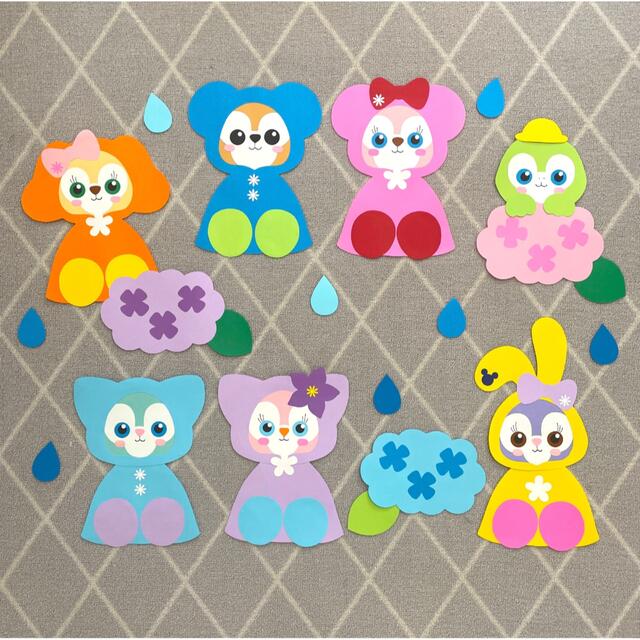 【New】6月壁面　あじさい　梅雨　ハンドメイド 壁面飾り 幼稚園 雨の日