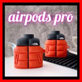 ザノースフェイス(THE NORTH FACE)のairpods pro用ケース　シリコンカバー ノースフェイス　ヌプシ　レッド(ヘッドフォン/イヤフォン)