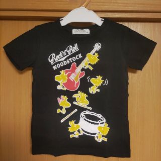 スヌーピー(SNOOPY)のスヌーピーPEANUTSウッドストックKIDSロックンロール半袖Tシャツ90cm(Tシャツ/カットソー)