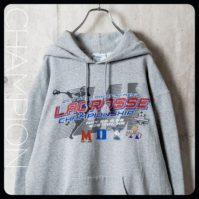 Champion "LACROSSE" スウェットフーディー パーカー M