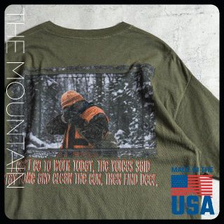 USA製 "THE MOUNTAIN" バックプリント Tシャツ カーキ L(Tシャツ/カットソー(半袖/袖なし))