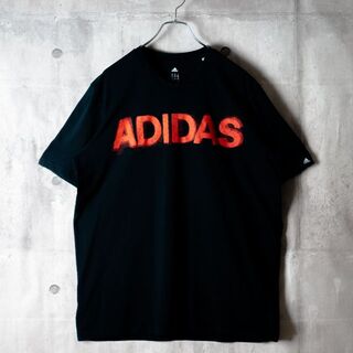 adidas フロント 大文字ビッグプリントロゴ 半袖 Tシャツ US XL