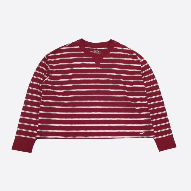 Hollister(ホリスター)の★新品★ホリスター★ボーダー長袖Tシャツ (Burgundy/M) レディースのトップス(Tシャツ(長袖/七分))の商品写真