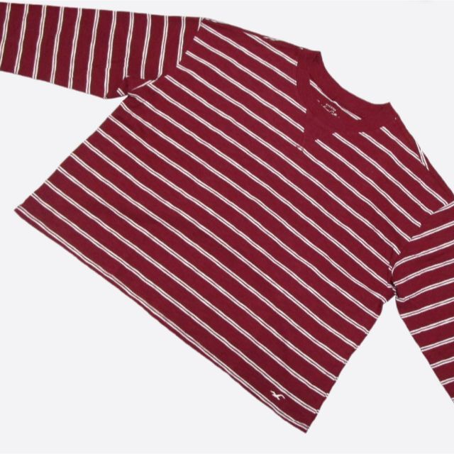 Hollister(ホリスター)の★新品★ホリスター★ボーダー長袖Tシャツ (Burgundy/M) レディースのトップス(Tシャツ(長袖/七分))の商品写真