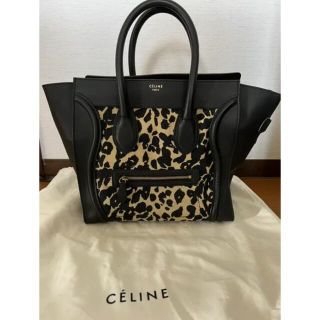 セリーヌ(celine)のセリーヌ ラゲージマイクロ　ブラック レオパード(ハンドバッグ)