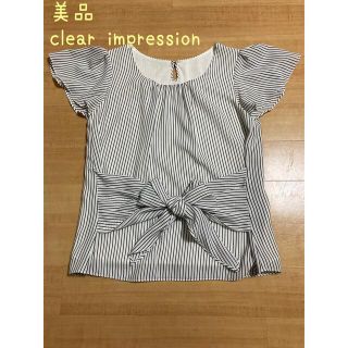 クリアインプレッション(CLEAR IMPRESSION)の美品　クリアインプレッション　ストライプ　ブラウス　M(シャツ/ブラウス(半袖/袖なし))