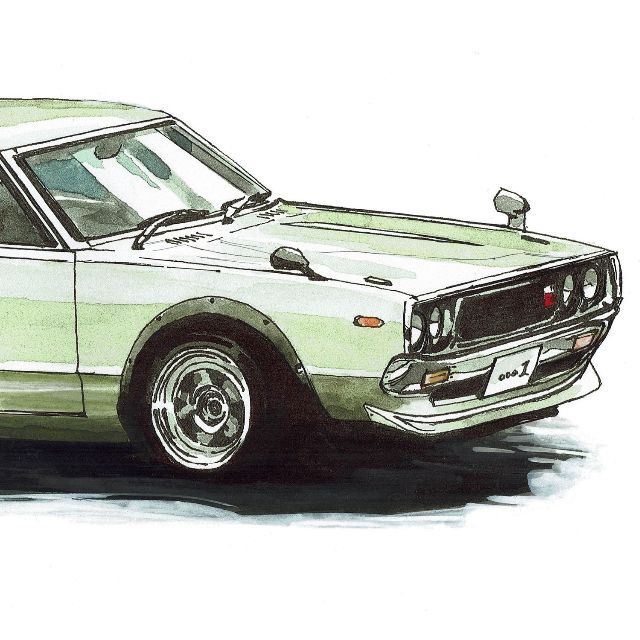 日産(ニッサン)のNC-1400スカイラインGT-R/GT限定版画サイン有額装済作家平右ヱ門 自動車/バイクの自動車(カタログ/マニュアル)の商品写真