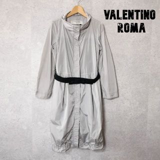 美品 VALENTINO 女優襟 裏地レース ナイロン×コットン ロングコート