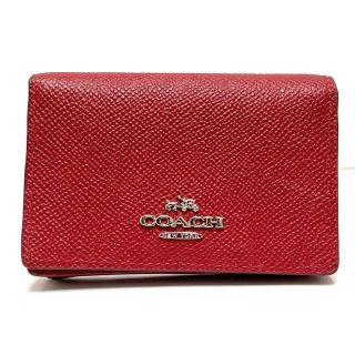 コーチ(COACH)のコーチ 名刺入れ - 52544 レッド レザー(名刺入れ/定期入れ)