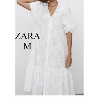 ザラ(ZARA)のZARA ザラ刺繍ミディワンピース　ロングワンピース　花柄ワンピース(ロングワンピース/マキシワンピース)