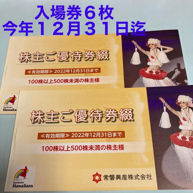 常磐興産株主優待　２冊　今年１２月３１日迄　ハワイアンズ