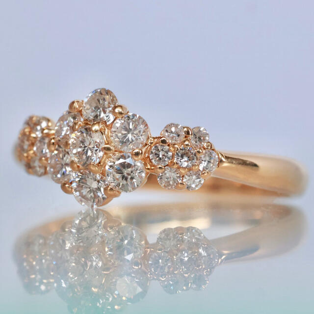 K18 YG ダイヤモンド 0.50ct フラワー 花 リング レディースのアクセサリー(リング(指輪))の商品写真