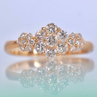 K18 YG ダイヤモンド 0.50ct フラワー 花 リング(リング(指輪))